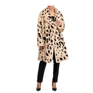OSCAR DE LA RENTA FUR 
Natural Palomino Mink Cheetah Intarsia Coat